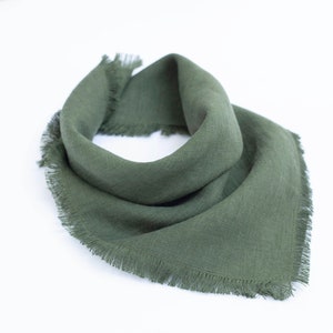 Linen bandana, square linen scarf, women bandana, sage green linen bandana, dog bandana image 3