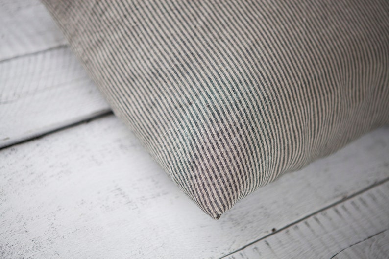 Ticking stripe linen PILLOW COVER, decorative pillow, Farmhouse pillow cover, linen pillowcase, custom size pillow cover image 8