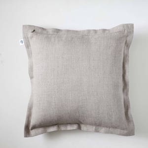 Dusty blue pillow pillow cover, natural linen pillowcase image 4