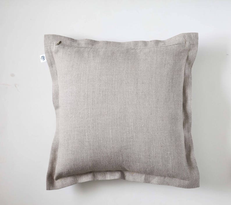 Dusty blue pillow pillow cover, natural linen pillowcase image 4