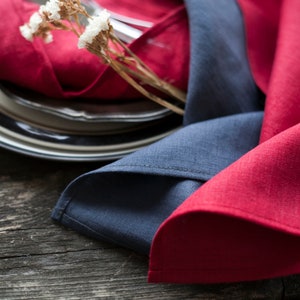 Red linen napkins, cloth napkins, napkins bulk, Christmas napkins image 9