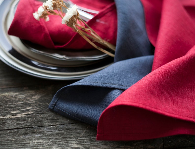 Red linen napkins, cloth napkins, napkins bulk, Christmas napkins image 9