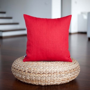 Red pillow cover - linen throw pillows - red decorative pillow case - accent pillows collection  0353