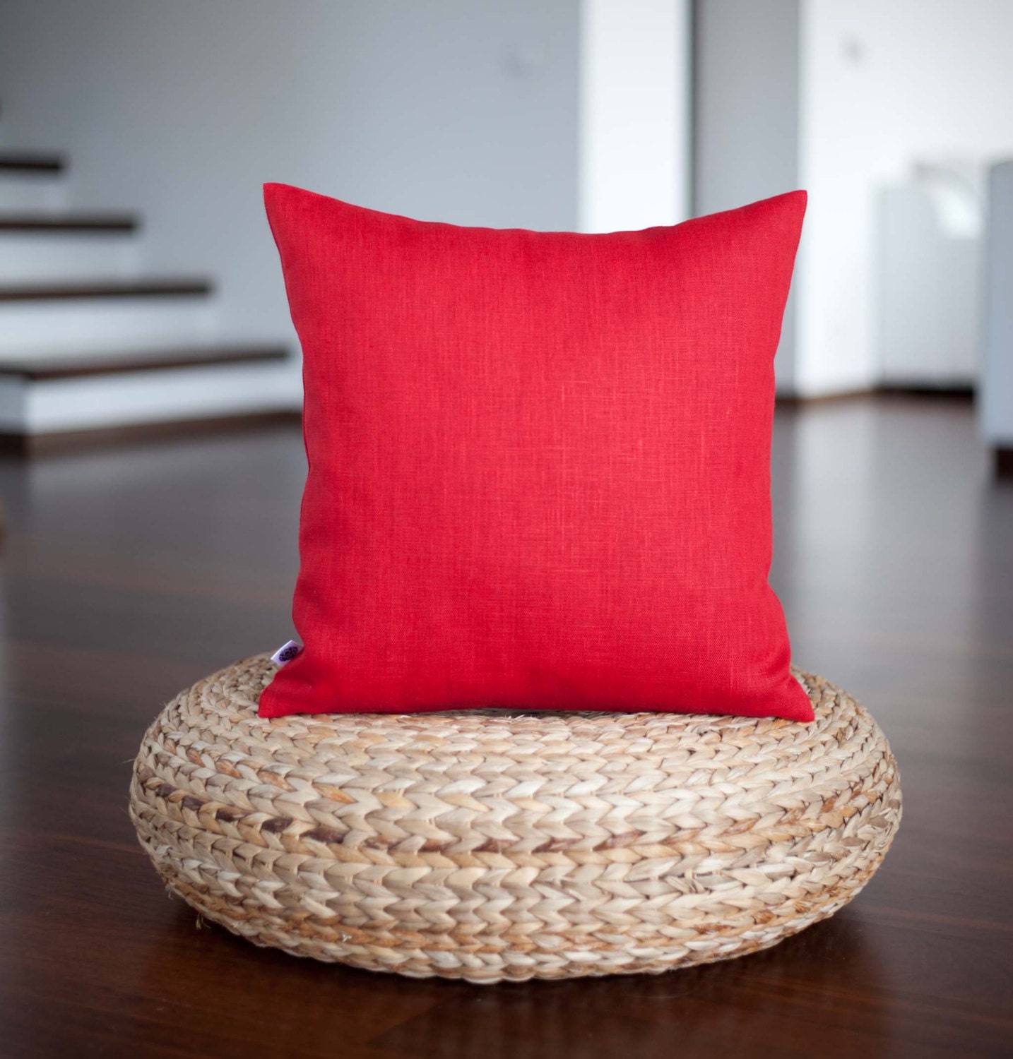Red Pillow Cover Linen Throw Pillows Red Decorative Pillow Etsy