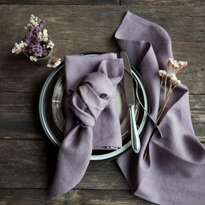 Stonewashed linen napkins, Softened cloth napkins bulk or in set, 25 colors available, classic size 18x18 inch image 4