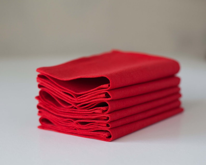 Red linen napkins bulk cloth napkins table red decor Etsy