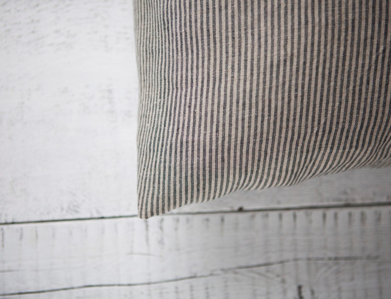 Ticking stripe linen PILLOW COVER, decorative pillow, Farmhouse pillow cover, linen pillowcase, custom size pillow cover image 5