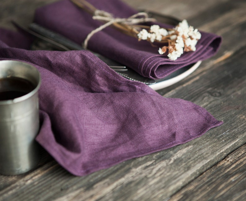 Purple Cloth Napkins Stonewashed Linen Napkins Purple Linen Etsy