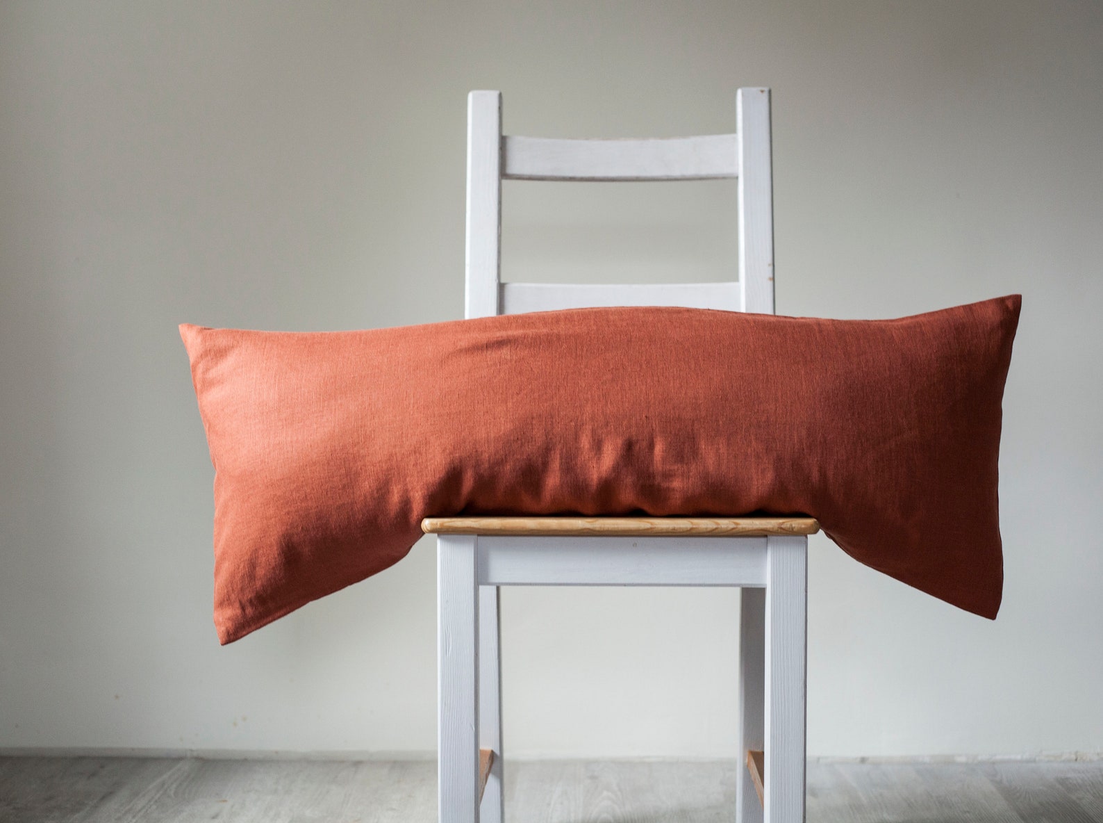 Burnt Orange Lumbar Pillow Cover Linen Orange Rust Lumbar Etsy