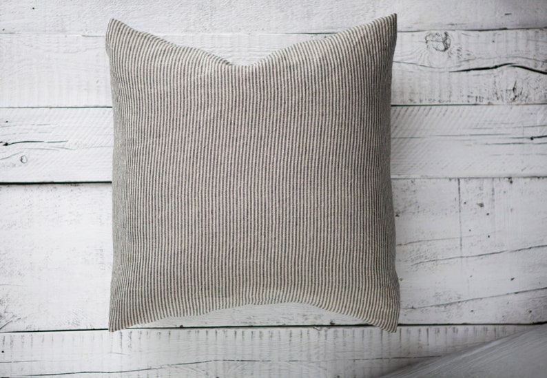 Ticking stripe linen PILLOW COVER, decorative pillow, Farmhouse pillow cover, linen pillowcase, custom size pillow cover image 7