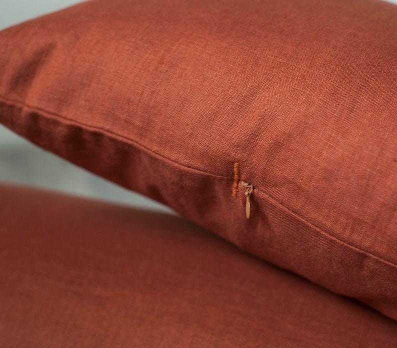 Long orange lumbar pillow covers set of 2, burnt orange lumbar pillows set with inserts or without, with pillow in image 9