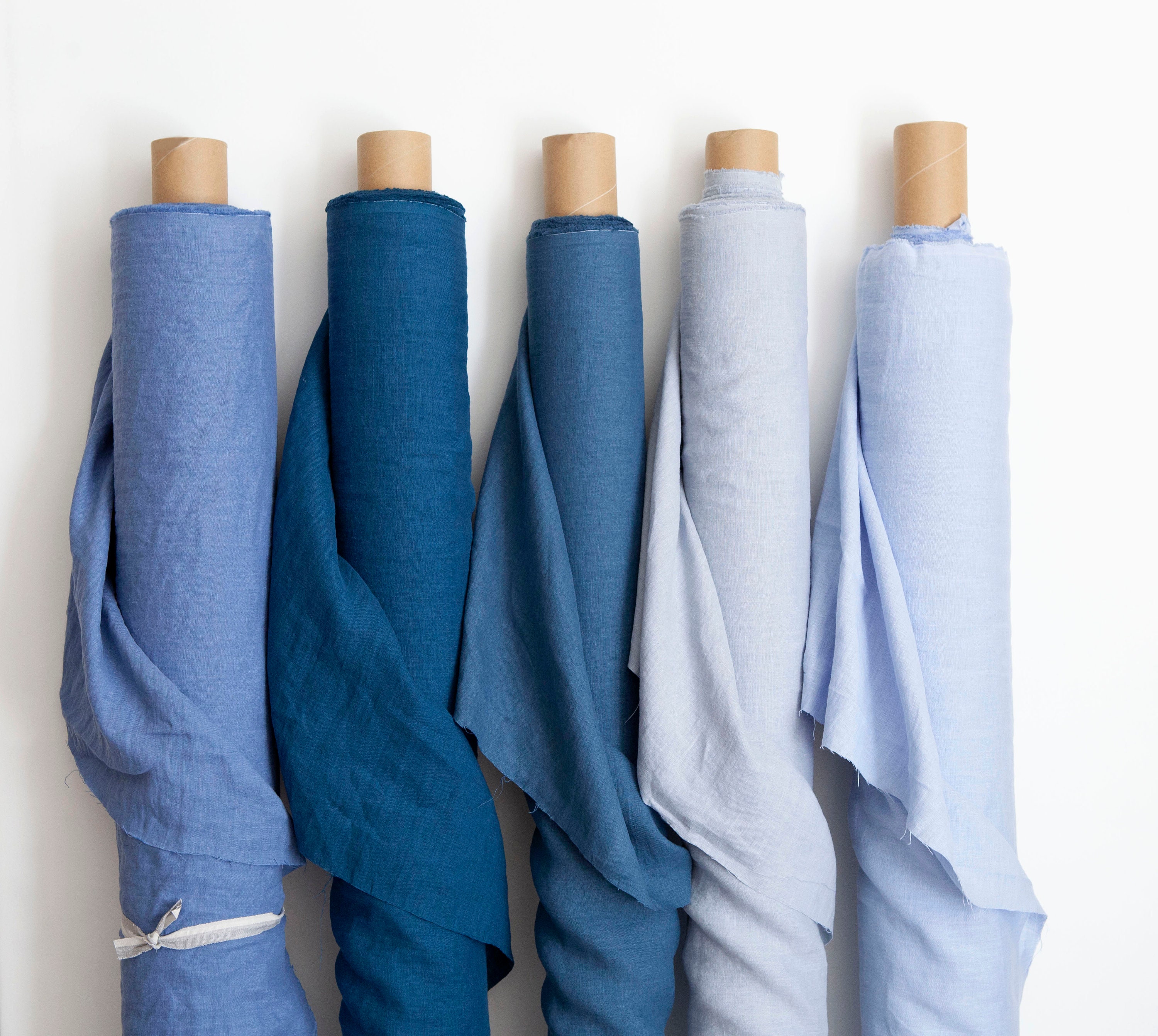 Blue Linen Fabric by the Yard Pure 100 Linen Fabric 205gsm Etsy UK