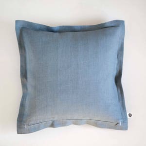 Dusty blue pillow pillow cover, natural linen pillowcase image 7