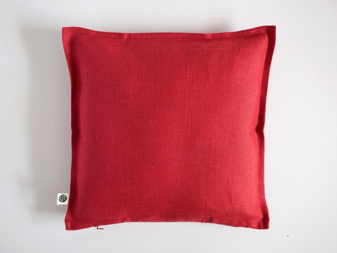 Eclectic Home Decor, Red Pillow Cover, Linen Red Pillowcase in Custom
