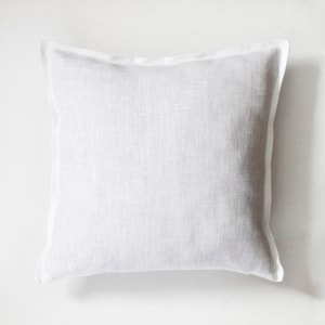 Softened White Linen Pillowcase - Custom Size Pillow Sham with Small Trim, Hidden Zipper - Handmade Bedding Gift for Housewarming, Home Deco