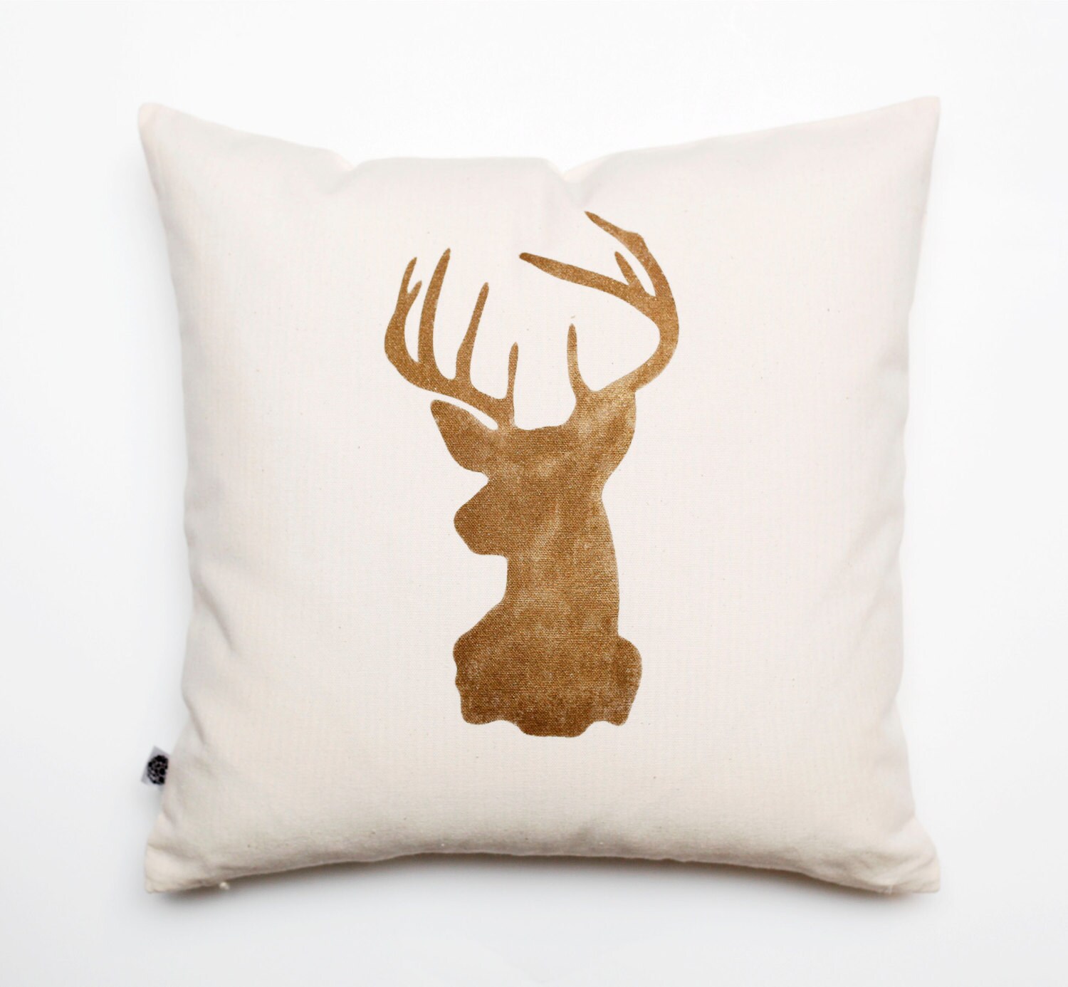 Farmhouse pillow deer head throw pillow on off white linen Etsy