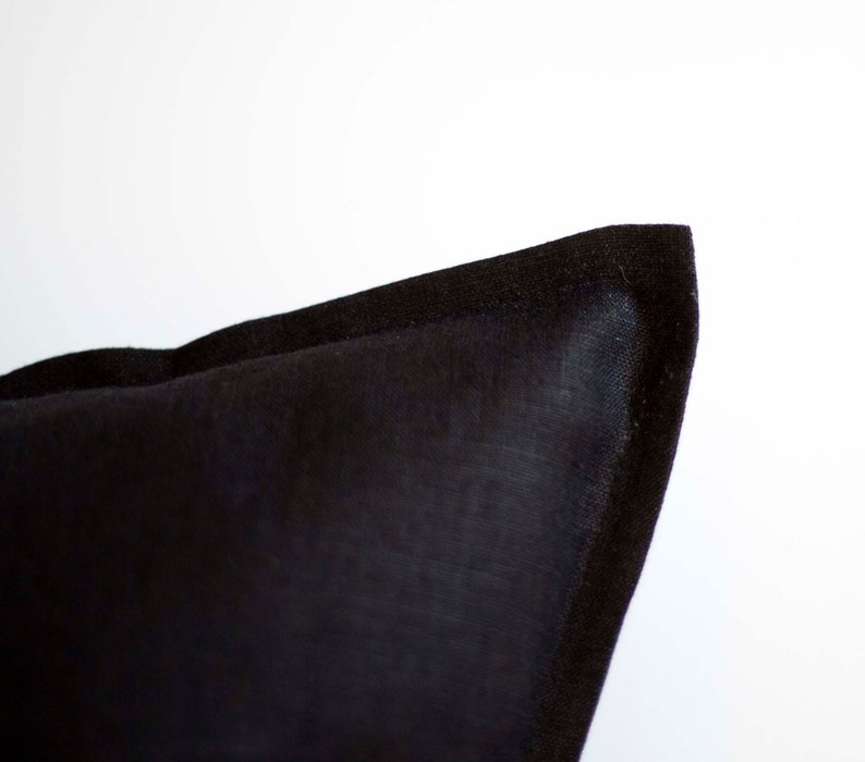 linen black pillowcase black cushion cover Black pillow cover