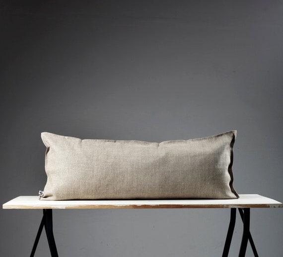 Linen throw PILLOW COVER, Long lumbar, linen pillow cover, Wedding lumbar cover, Natural linen pillowcase