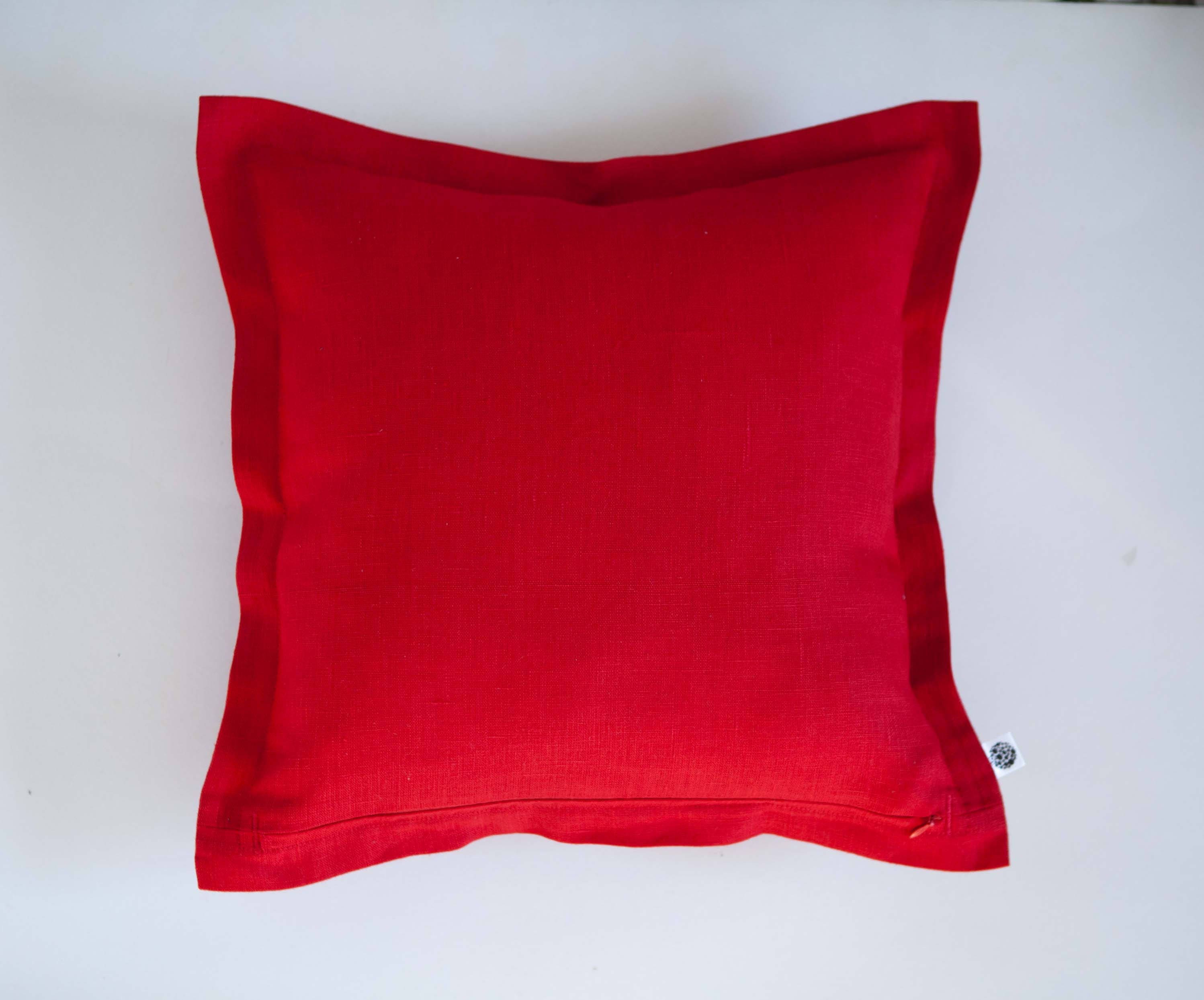 Green pillow cover green linen throw pillow case flanged Etsy