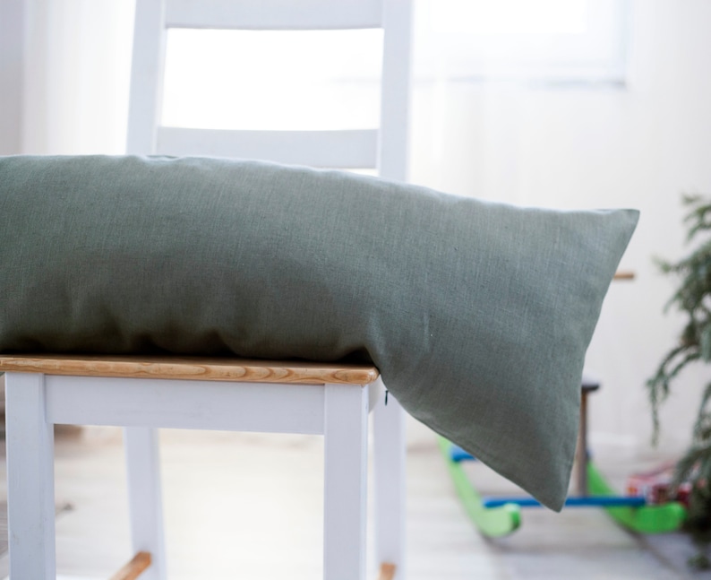Long Lumbar Pillow Cover Sage Green Body Pillow Case Sage Etsy