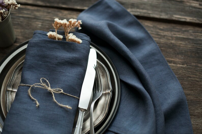 Dark Gray Linen Napkins Stonewashed Napkins Bulk Many Colors Etsy