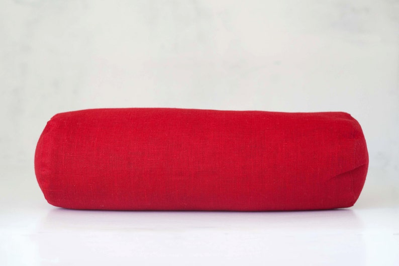 Bolster pillow COVER Red neckroll pillow Linen bolster Etsy
