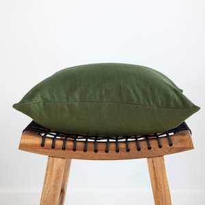 Green throw pillow, green PILLOW COVER, linen pillow case, green softened linen pillow sham, 4 green shades, 20x20 size pillow and more