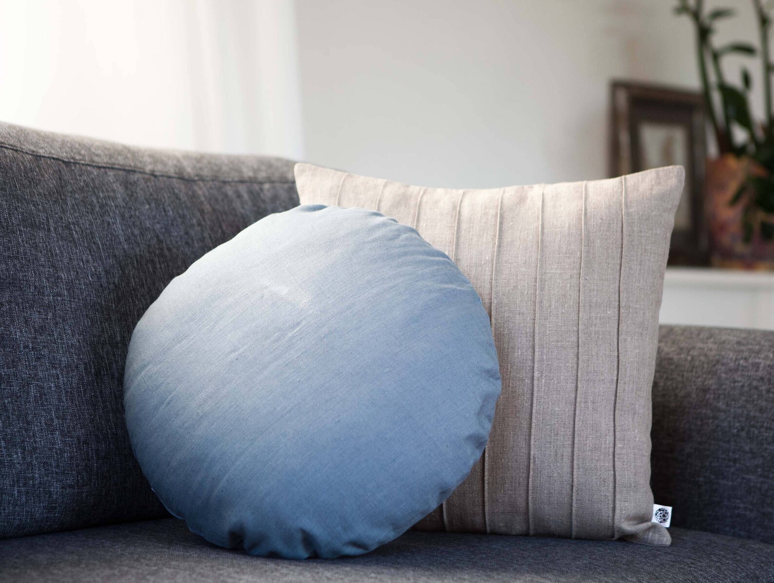 Blue Ticking Pillow Cover Linen Ticking Pillowcase Custom Etsy