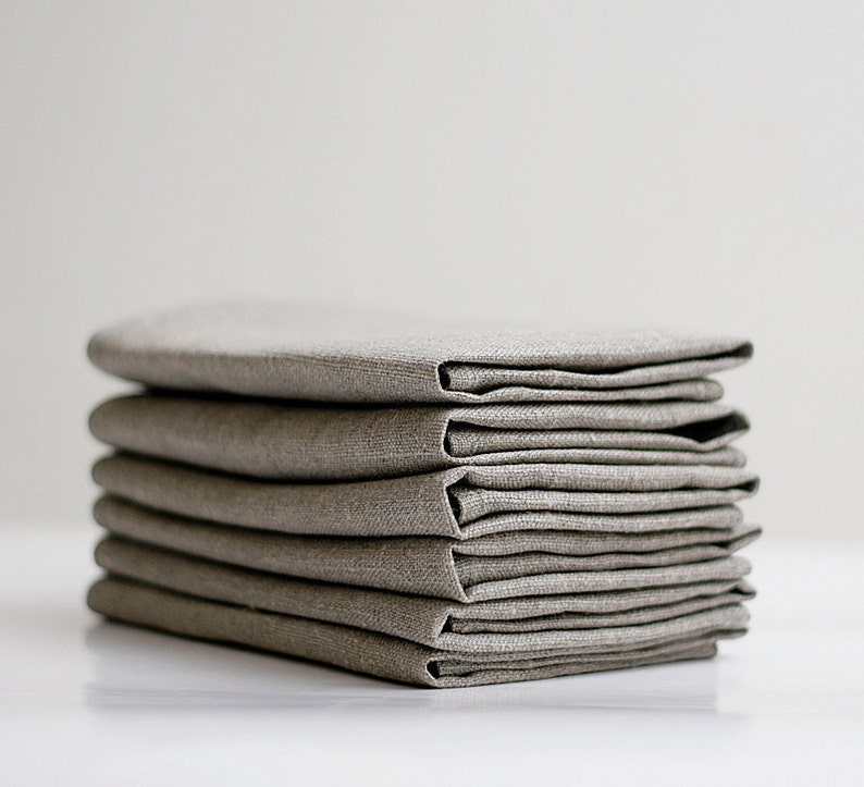 Washed rough linen napkins set of 6 Natural linen napkin bulk Cloth napkins Rustic farmhouse decor image 2