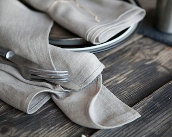 Linen cloth napkins set of 8, stonewashed natural linen napkins, wedding napkins bulk