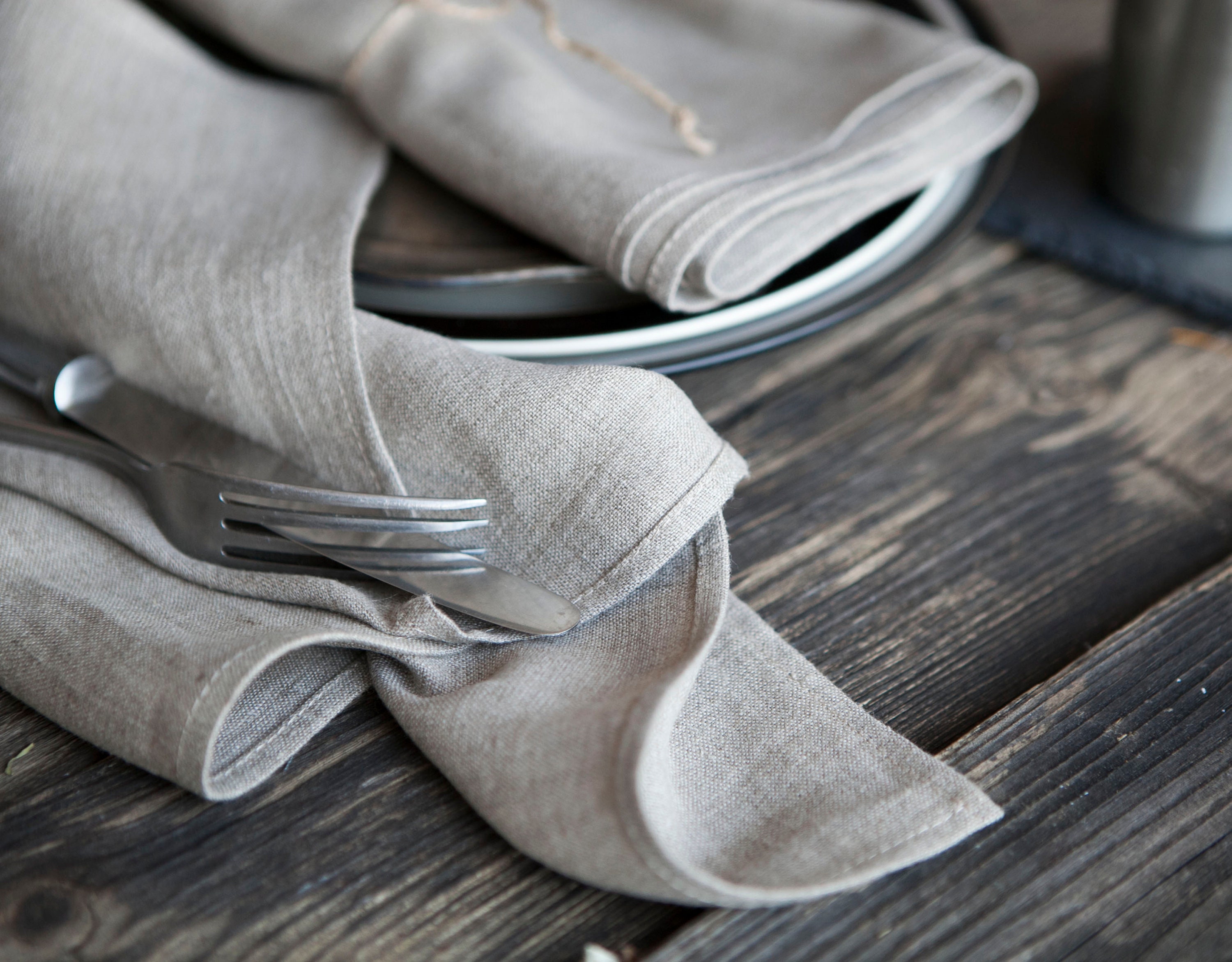 Serviettes en Tissu de Linge 8, Serviettes Naturel Lavées à La Pierre, Mariée Vrac