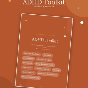 ADHD Toolkit Fillable PDF Workbook | Focus, Habit Tracker & Emotional Regulation Planner | Coach Client Digital Download