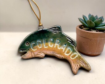 Handmade Ceramic Trout Ornament | Colorado Souvenir, Fly Fishing Gift