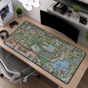 The Legend of Zelda Map Gaming Mouse Pad, Hyrule World Map Desk Mat, Link Triforce Fantasy Gamer Desk Mat