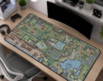 The Legend of Zelda Map Gaming Mauspad, Hyrule Weltkarte Schreibtischmatte, Link Triforce Fantasy Gamer Schreibtischmatte