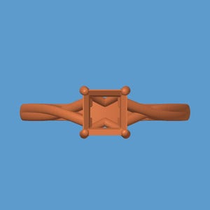 Anillo de compromiso solitario con talla princesa – Diseño CAD Rhino Matrix / Archivo STL para la fabricación de joyas