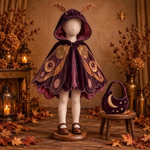 Kids Moth Cape Sewing Pattern, Halloween Costume, Sizes 2-11, A4 US Letter A0 PDF