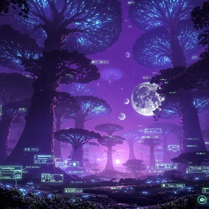 Alien Forest Digital Wallpaper: Lush Sci-Fi Landscape (Digital Download)