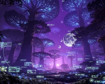 Alien Forest Digital Wallpaper: Lush Sci-Fi Landscape (Digital Download)