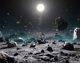 Asteroid Belt Illustration: Space Debris Field, Solar System Art (Digital Download)