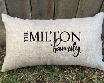 Classy FAMILY pillow with your surname. Perfect for newly weds, 2nd wedding anniversary "cotton", grandparents, housewarming gift & more