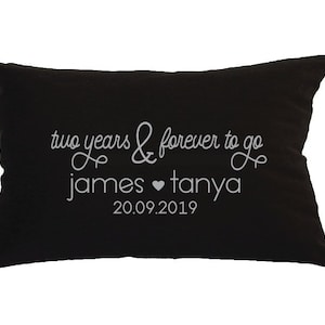Two years & forever to go with your names and date. Perfect personalised 2nd anniversary cotton gift, wedding/engagement LGBTQ+. Quality!