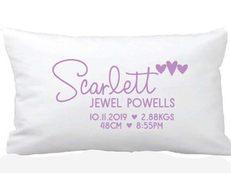 baptisms or first birthdays Perfect gift for new borns Custom colours. Beautiful new born info pillows for a new baby girl christenings