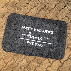 Adorable Newly wed custom doormat. Printed to last, huge 92x58cm. Perfect wedding, engagement or housewarming gift for that someone special. image 1