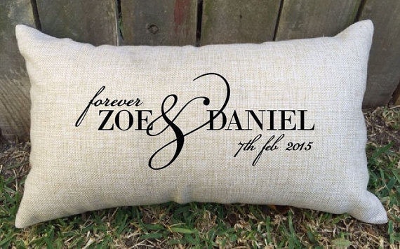 Noms, Oreiller de Couple Pour Toujours et Date, Parfait La Douche Nuptiale, Cadeau d'anniversaire, M