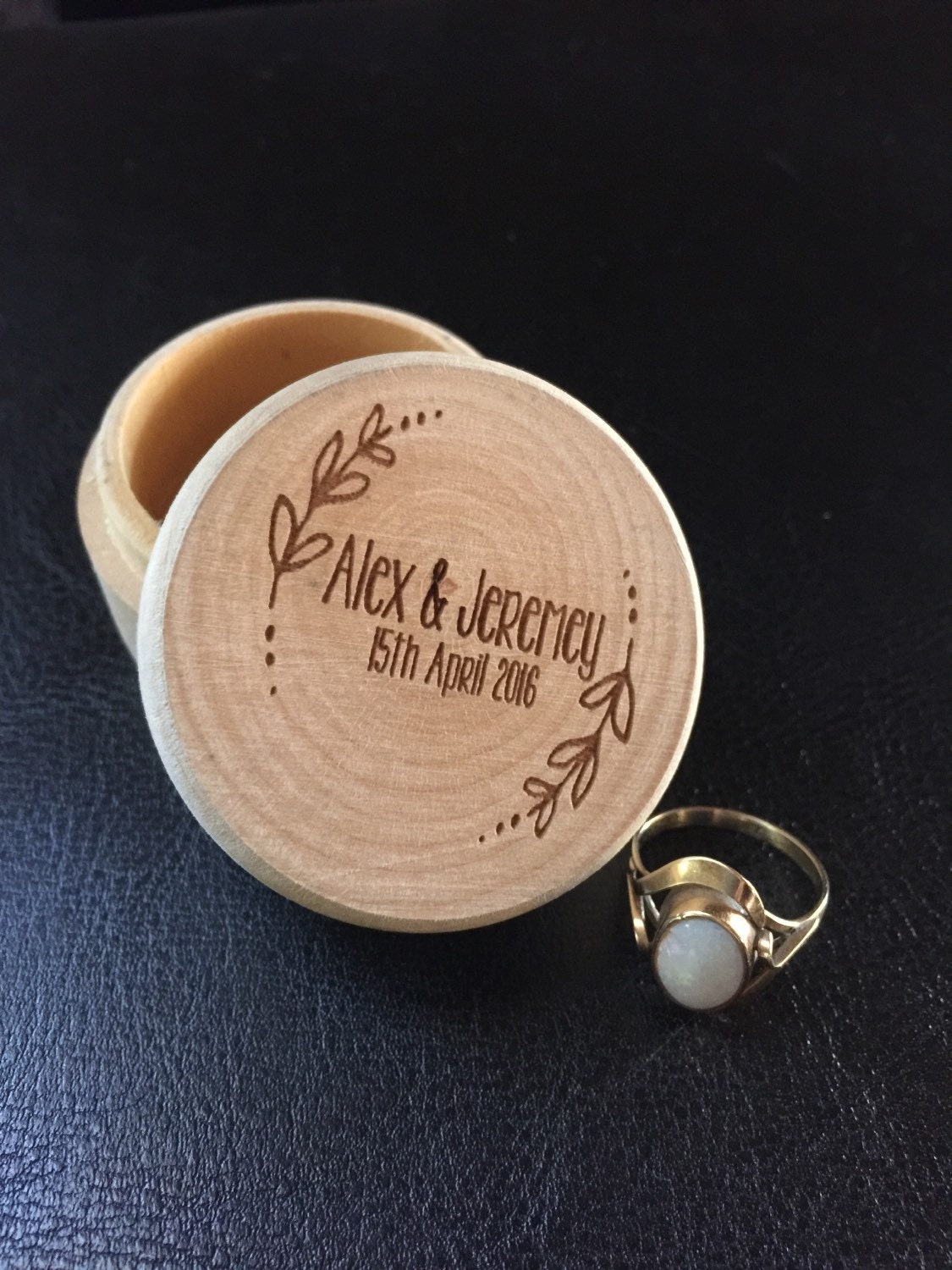 Rustic Wreath Wooden Ring Box Customised Just for You. First Etsy Australia