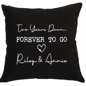 Celebrate 2 years of marriage. Two years down, forever to go heart with names. Perfect 2nd "cotton" anniversary gift. Personalised for you