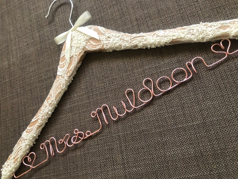 The ULTIMATE Bride lace wedding hanger for the perfect touch to any vintage wedding theme. image 6