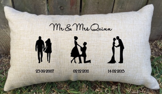 SILHOUETTE TIMELINE couples pillow perfect for bridal shower