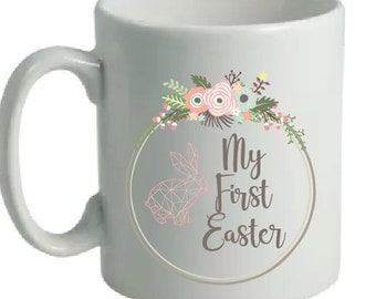 Boho inspired My First Easter bunny custom mug. Perfect gift for kids to cherish for years. Choose ceramic or polymer for kids.
